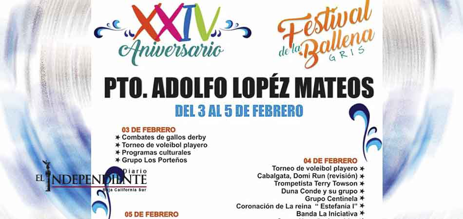 Todo listo para el XXIV festival de la ballena gris en puerto Adolfo López Mateos