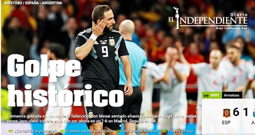 Tras goleada ante España, prensa argentina le pega también a la Albiceleste