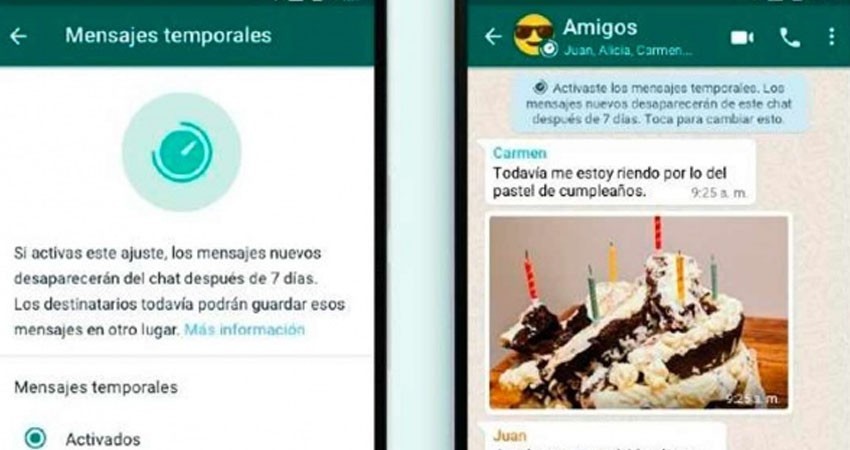 WhatsApp agrega función para desaparecer mensajes a los 7 días