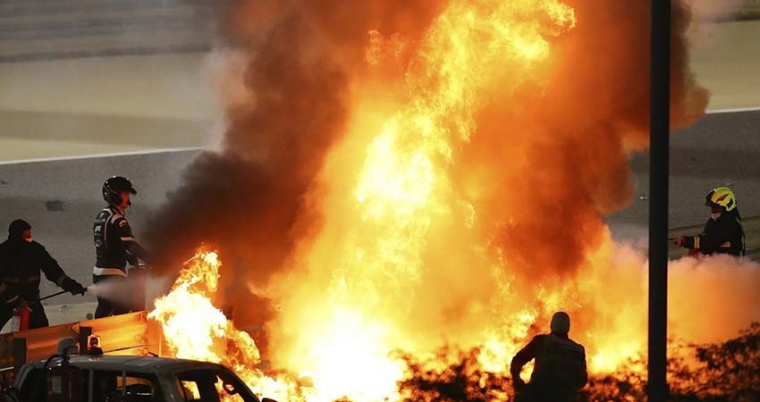 Espectacular accidente del francés Grosjean en GP de Bahrein