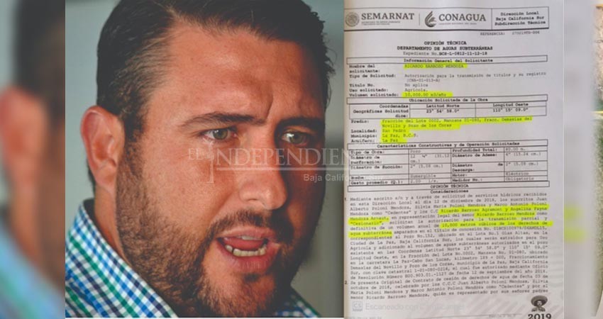 Acusan a Ricardo Barroso de utilizar a su hijo para ocultar concesión agua en BCS