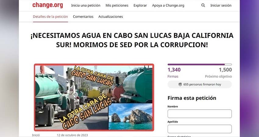 "Morimos de sed por la corrupción"; exigen ciudadanos de Cabo San Lucas abastecimiento de agua