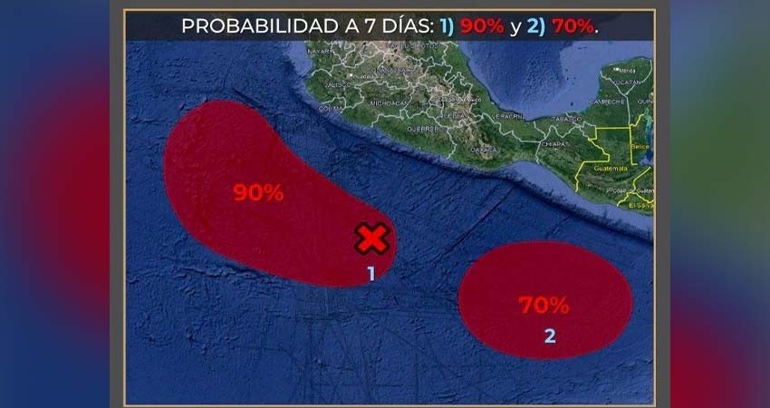 Alertan por la formación de dos ciclones en el pacifico