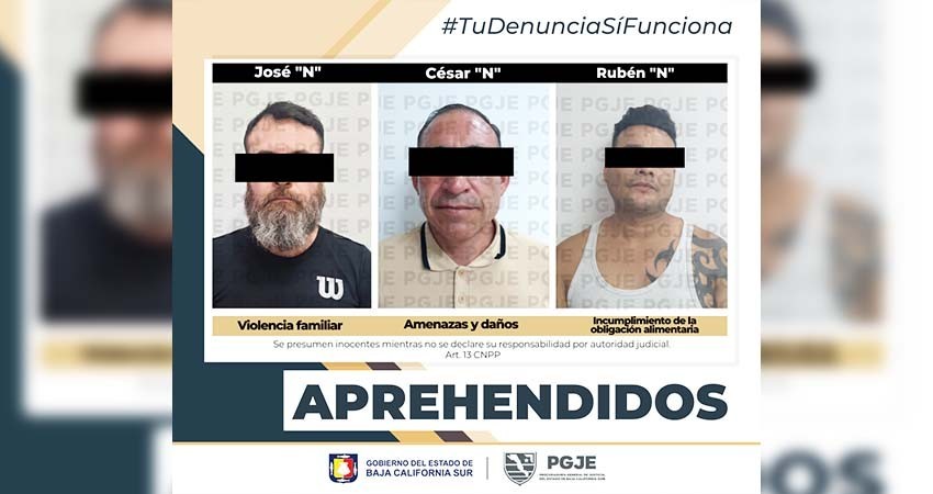 Detienen a tres personas por diversos delitos