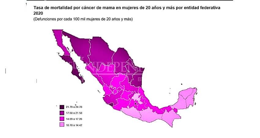 Tasa de mortalidad por cáncer de mama en BCS de las más altas del país