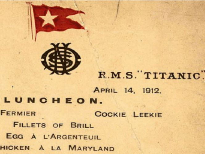 Subastarán el último menú que se sirvió en el Titanic antes de su hundimiento