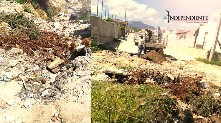 Colonos de Monte Real denuncian tiradero de escombro y basura Colonos de Monte Real denuncian tiradero de escombro y basura