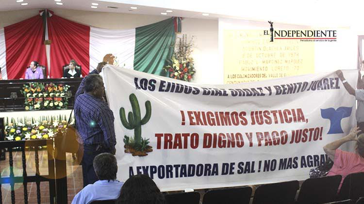 Ejidatarios denuncian ante el Congreso anomalías de la Exportadora de Sal Ejidatarios denuncian ante el Congreso anomalías de la Exportadora de Sal