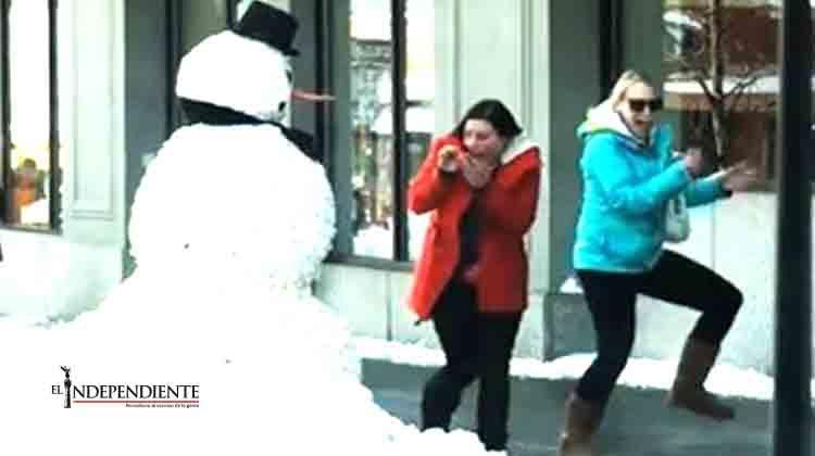 Muñeco de nieve hace de las suyas