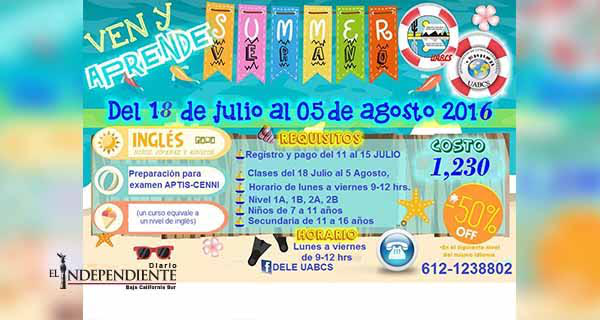 Lenguas Extranjeras de la UABCS convoca a los cursos de verano de inglés Lenguas Extranjeras de la UABCS convoca a los cursos de verano de inglés