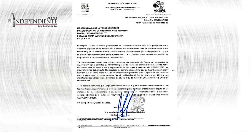 Investiga contraloría de Los Cabos pagos sin comprobar Investiga contraloría de Los Cabos pagos sin comprobar