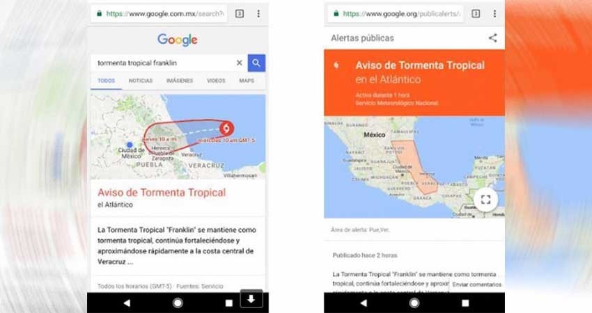 Google activa alertas públicas y mapa de crisis por Franklin Google activa alertas públicas y mapa de crisis por Franklin