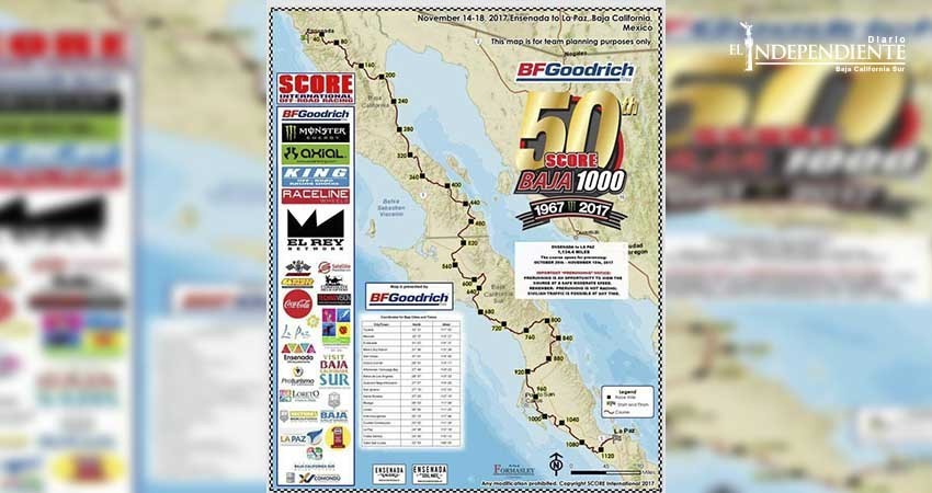 Revelan mapa de la tradicional carrera “Baja Mil 2017”