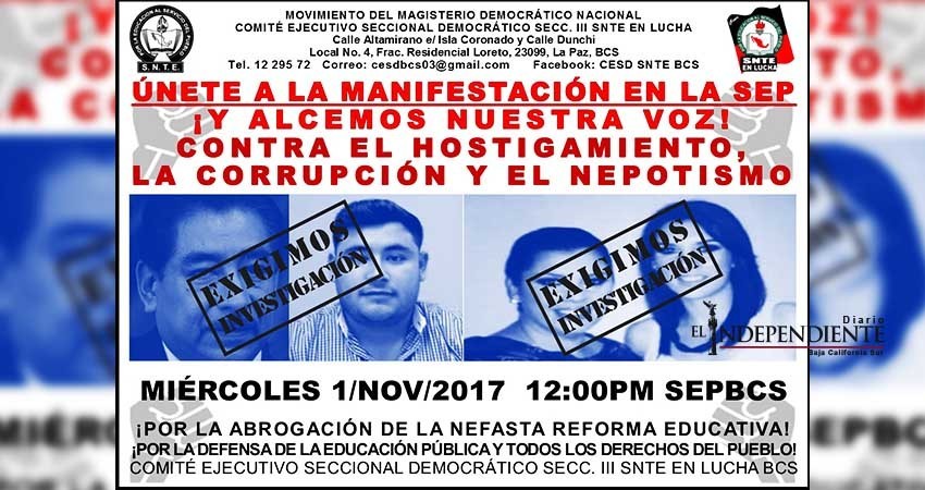 Convocan a manifestación para exigir sanciones en caso SEP Convocan a manifestación para exigir sanciones en caso SEP