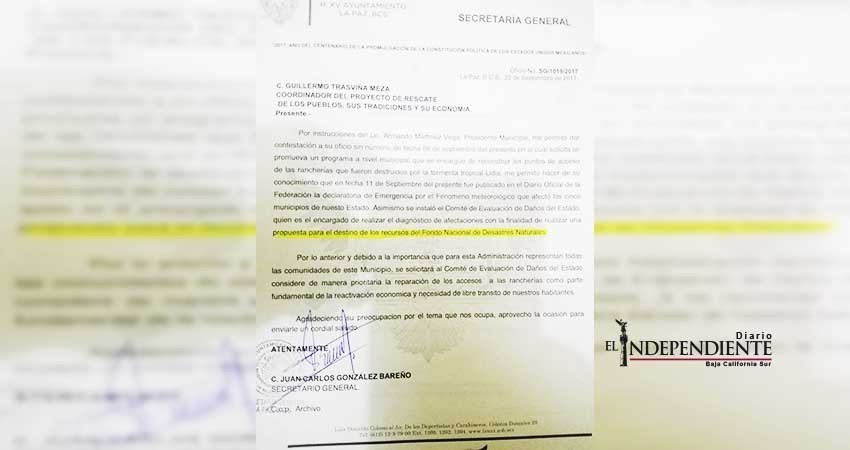 Tras queja de rancheros incomunicados, ayuntamiento de La Paz avienta bolita al Fonden Tras queja de rancheros incomunicados, ayuntamiento de La Paz avienta bolita al Fonden