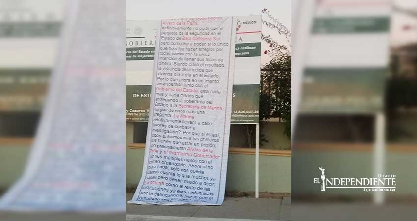 Más mantas en La Paz y Los Cabos; advierten sobre la violencia en BCS Más mantas en La Paz y Los Cabos; advierten sobre la violencia en BCS