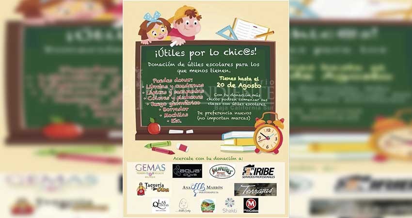 Invitan a unirse a proyecto de donación de útiles escolares para los que menos tienen Invitan a unirse a proyecto de donación de útiles escolares para los que menos tienen