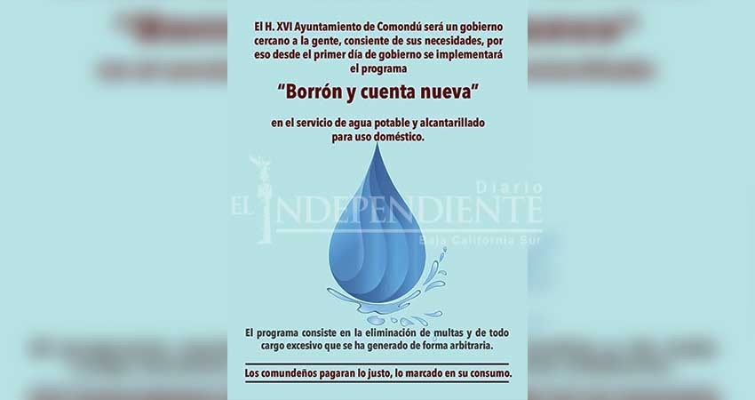Habrá “borrón y cuenta nueva” para usuarios de agua potable en Comondú 