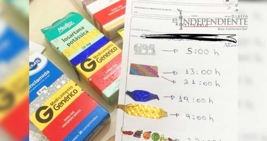 Estudiante de medicina diseña creativa receta para un paciente analfabeto Estudiante de medicina diseña creativa receta para un paciente analfabeto