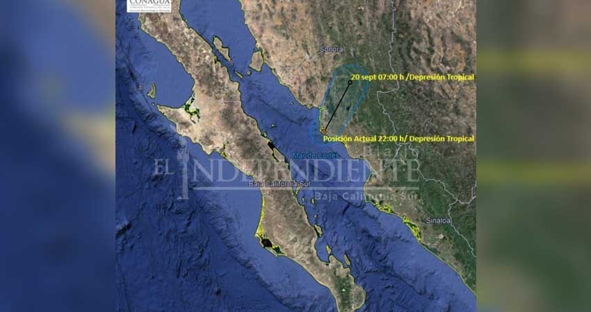 Se alejó depresión 19-E de BCS y toca tierra en Sonora Se alejó depresión 19-E de BCS y toca tierra en Sonora