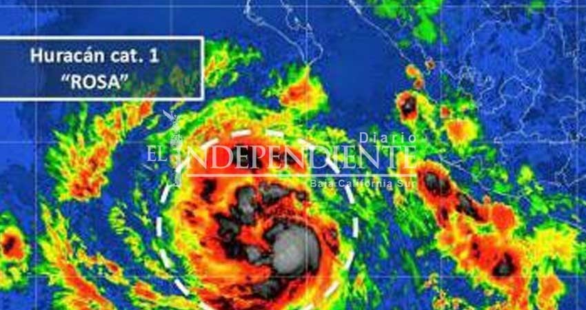 “Rosa” evoluciona a huracán categoría 1; refuerza potencial de lluvias en BCS “Rosa” evoluciona a huracán categoría 1; refuerza potencial de lluvias en BCS