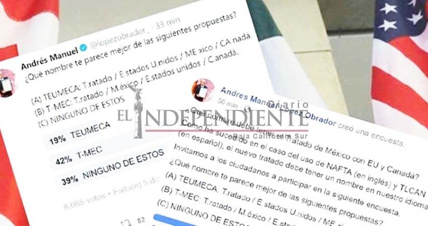 Lanza López Obrador encuesta virtual para cambiar de nombre al USMCA Lanza López Obrador encuesta virtual para cambiar de nombre al USMCA