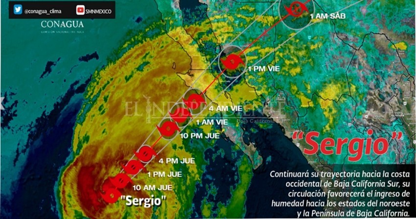 Este viernes impactará tormenta "Sergio" en BCS Este viernes impactará tormenta "Sergio" en BCS