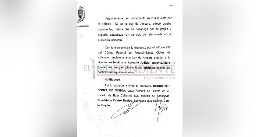 Concede juez 1ro de Distrito de BCS, suspensión a la toma de nota de José Ángel “Cacho” Ruiz Concede juez 1ro de Distrito de BCS, suspensión a la toma de nota de José Ángel “Cacho” Ruiz