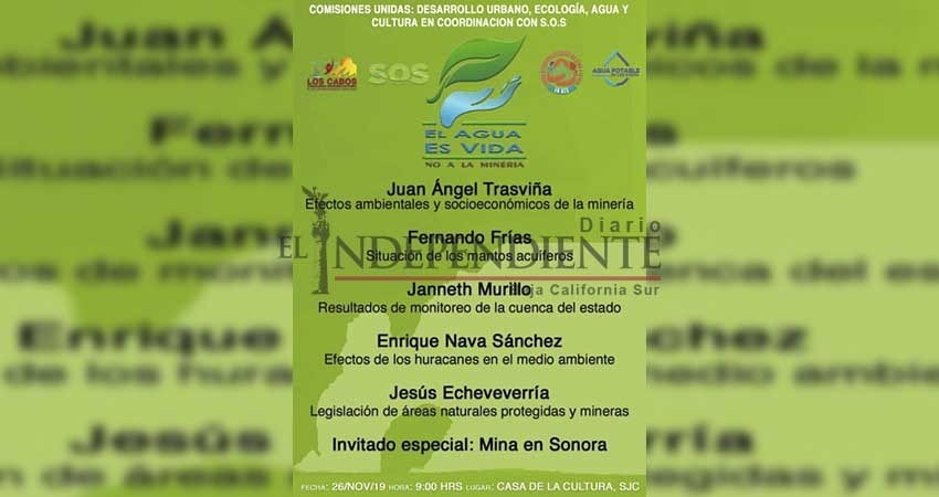 Invitan a la comunidad a formar parte del 1er Foro sobre agua y minería toxica Invitan a la comunidad a formar parte del 1er Foro sobre agua y minería toxica