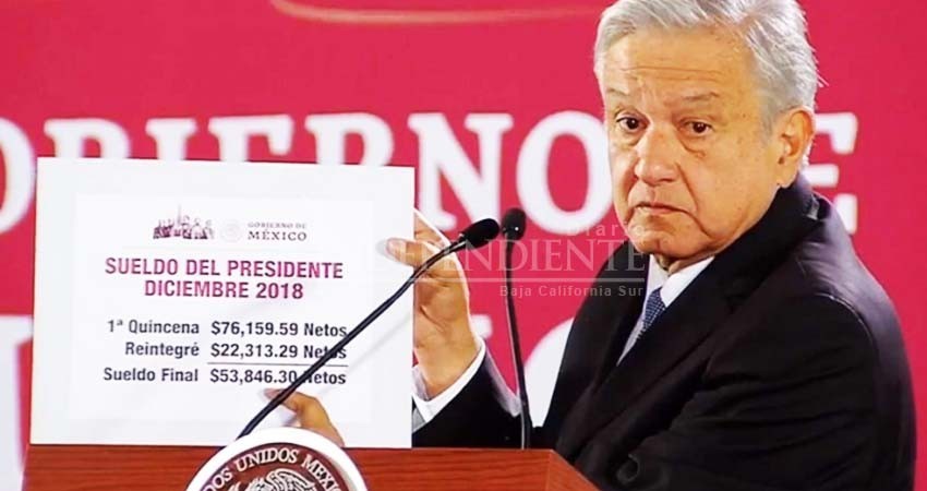 Regresa López Obrador más de $22 mil de su primera quincena Regresa López Obrador más de $22 mil de su primera quincena