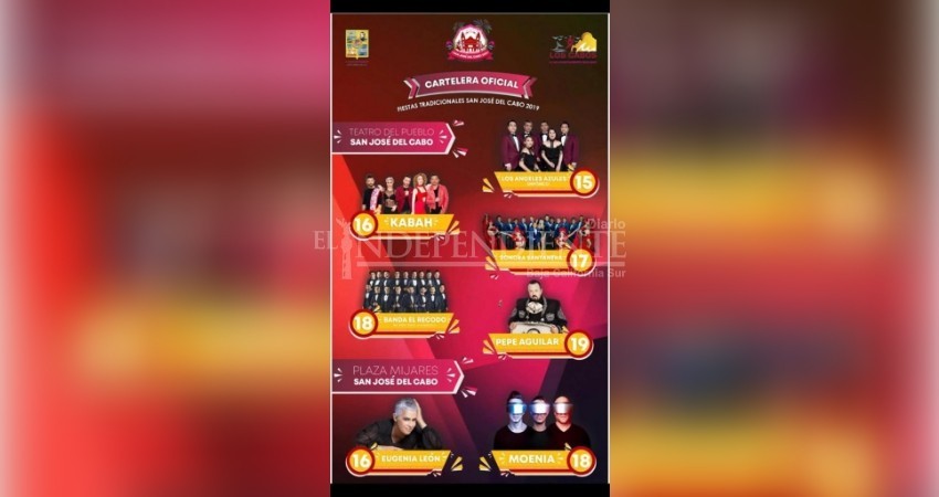 Lista cartelera oficial de Fiestas Tradicionales de San José del Cabo Lista cartelera oficial de Fiestas Tradicionales de San José del Cabo