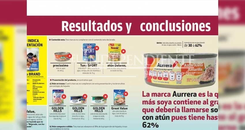 Exige Profeco etiquetado de latas con cantidad de atún y soya Exige Profeco etiquetado de latas con cantidad de atún y soya