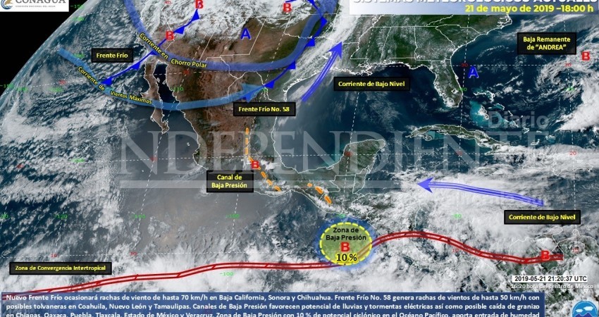 Bajo vigilancia zona de inestabilidad con 10% de potencial ciclónico en el Pacífico