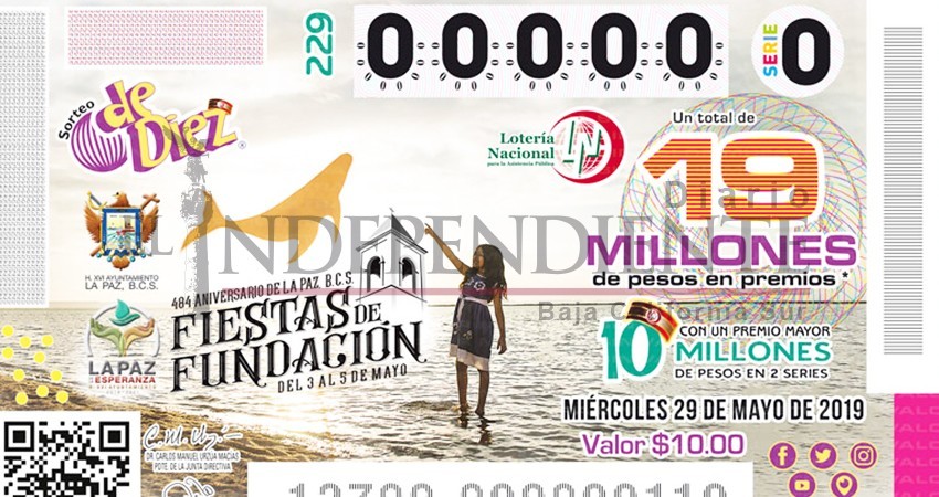 Conmemora Lotería Nacional el 484 Aniversario de Fundación de La Paz