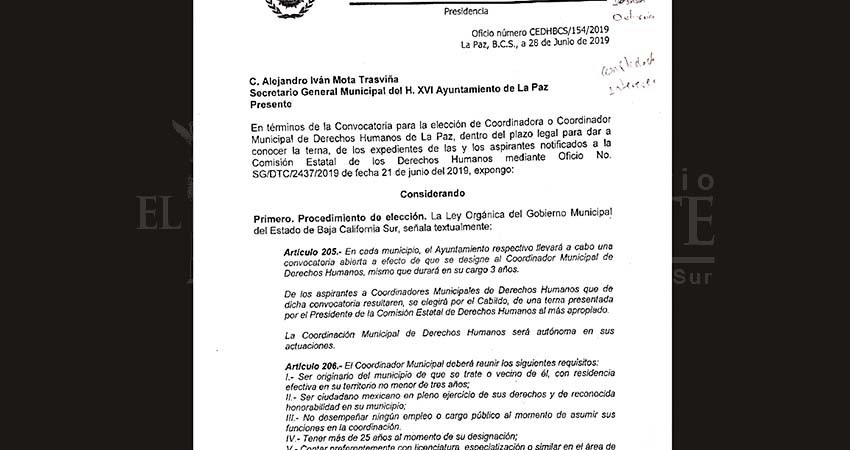 Señalan posible conflicto de interés en selección de coordinador municipal de Derechos Humanos Señalan posible conflicto de interés en selección de coordinador municipal de Derechos Humanos
