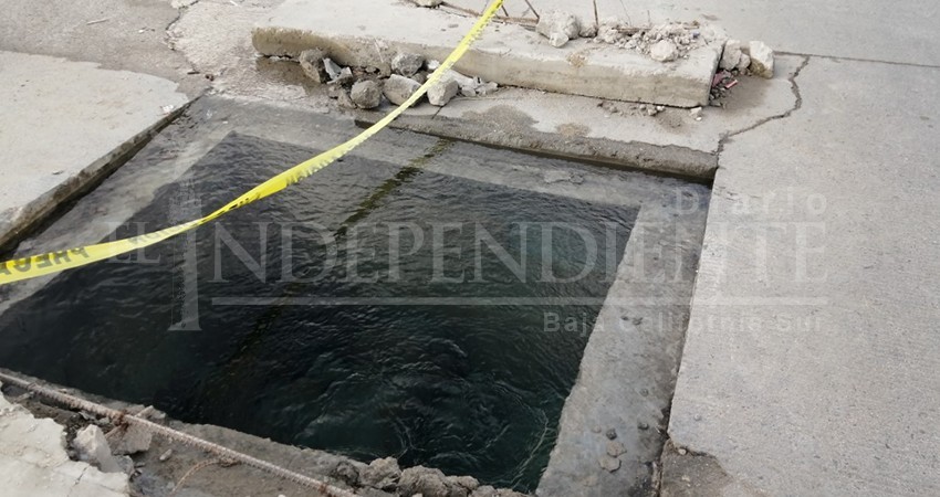 Brota “manantial” desde el pavimento en colonia Los Cangrejos de CSL