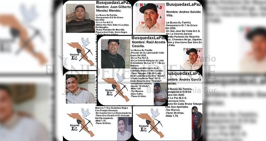 Reportan colectivos de búsqueda de personas en BCS al menos 8 desapariciones en lo que va el 2020 Reportan colectivos de búsqueda de personas en BCS al menos 8 desapariciones en lo que va el 2020