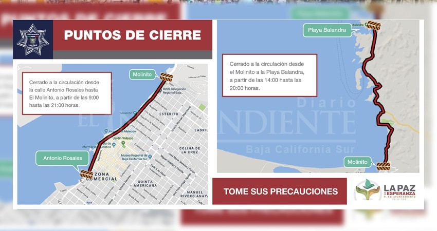 Habrá cierre de vialidades por Triatlón Astri La Paz 2020 Habrá cierre de vialidades por Triatlón Astri La Paz 2020