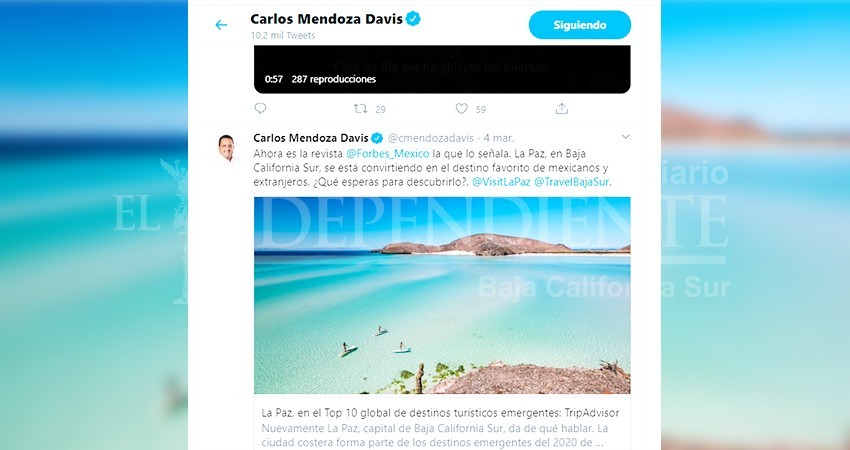 Tuit en inglés del gobernador Mendoza causa polémica 