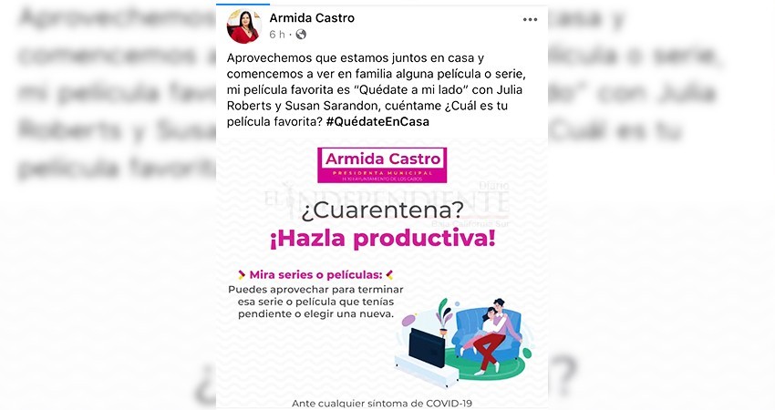Mientras algunos buscan sustento para comer, Armida Castro comparte en redes su película favorita