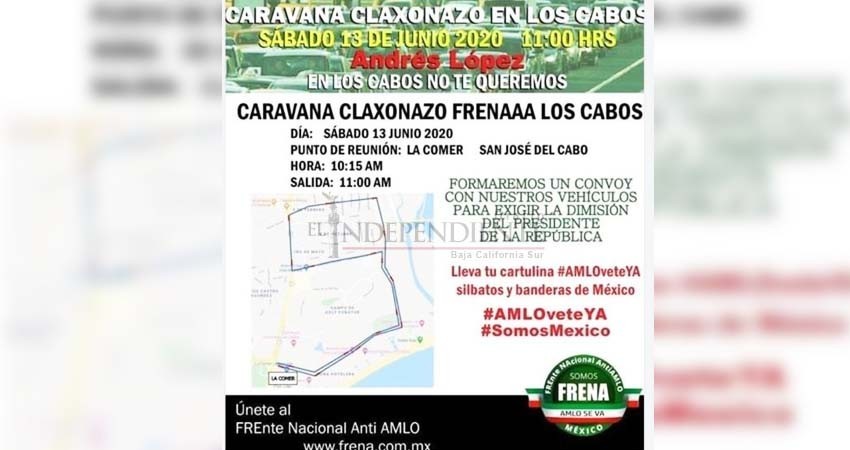 Realizarán caravana denominada “claxonazo en Los Cabos” para protestar contra el gobierno de AMLO 