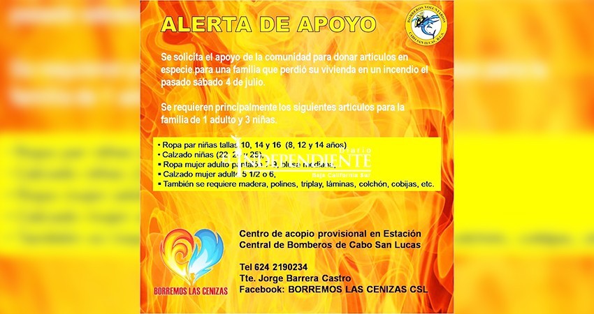 Buscan bomberos “borrar cenizas” y ayudar a familia que perdió su casa en incendio en CSL