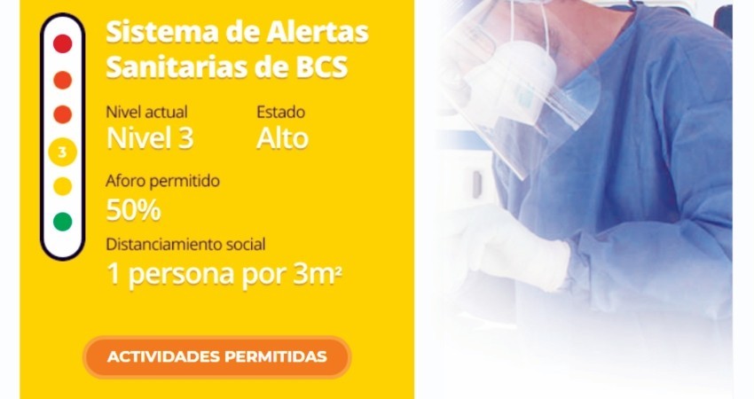 Baja California Sur permanece en el nivel 3 de alertas sanitarias