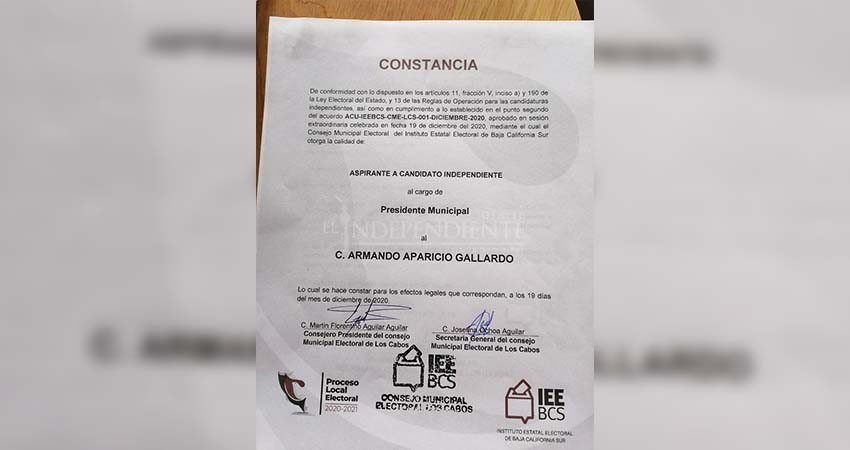 Hay aspirante a candidatura independiente en Los Cabos Hay aspirante a candidatura independiente en Los Cabos