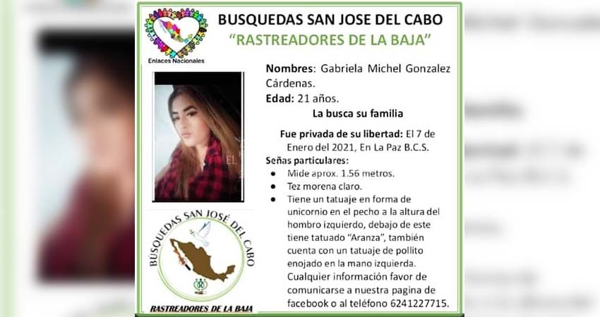 Buscan a Gabriela Michel, “desaparecida” el pasado jueves en la ciudad de La Paz Buscan a Gabriela Michel, “desaparecida” el pasado jueves en la ciudad de La Paz