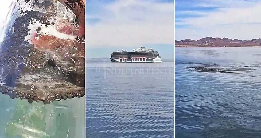 Seis cruceros estacionados frente a La Paz derraman combustible quemado