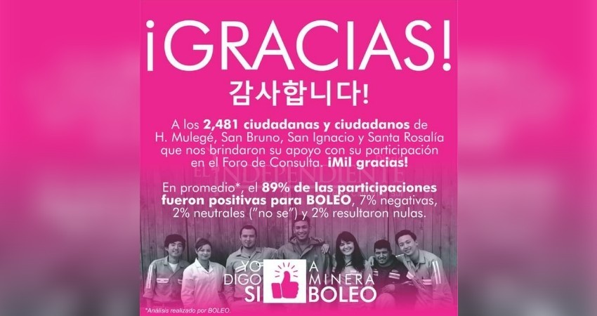 Ganó el “Sí” para Mina El Boleo; consulta solo es un elemento: Semarnat Ganó el “Sí” para Mina El Boleo; consulta solo es un elemento: Semarnat