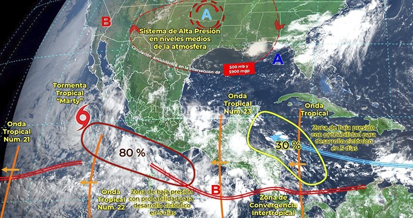 Tormenta "Marty" se aleja de costas de BCS Tormenta "Marty" se aleja de costas de BCS