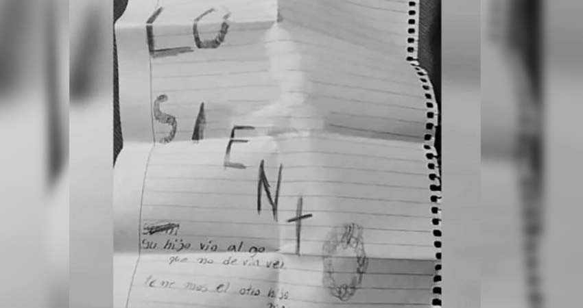 'Su hijo vio algo que no debía': Hallan cuerpo de niño junto a mensaje