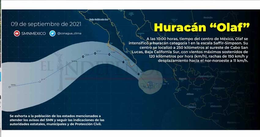 “Olaf” ya es huracán de categoría 1, prevén impacto esta noche